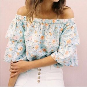 Anthropologie LAIA Ashtabula boho floral off the shoulder top sz M medium